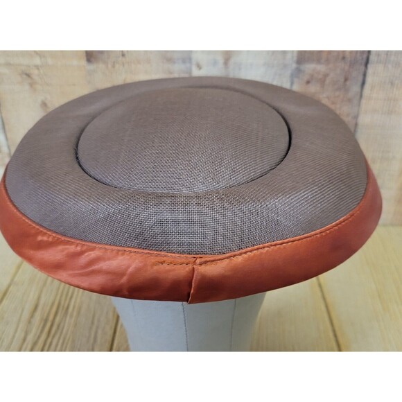Vtg Antique 40\'s 50\'s Ladies Wide Brim Brown Hat with Orange missing 1Rhinestone main image 6